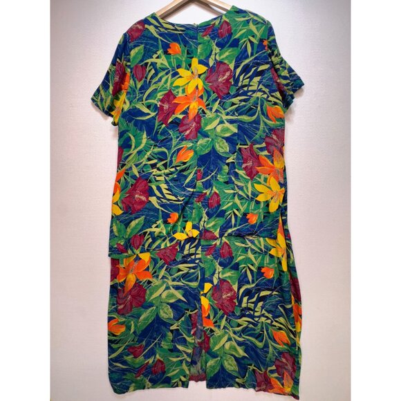 Jessica Howard Womens Tropical Floral Shift Dress Sze 2X Multicolor Short Sleeve - Picture 6 of 10